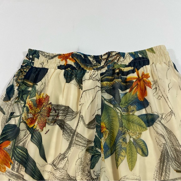 Papaya palazzo tropical Pants Women’s Medium wide leg floral sheer elastic waist - Picture 5 of 10